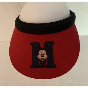 Goofy's Hat Co Red Mickey Mouse M Disney Parks Sun Visor Youth Vintage Taiwan